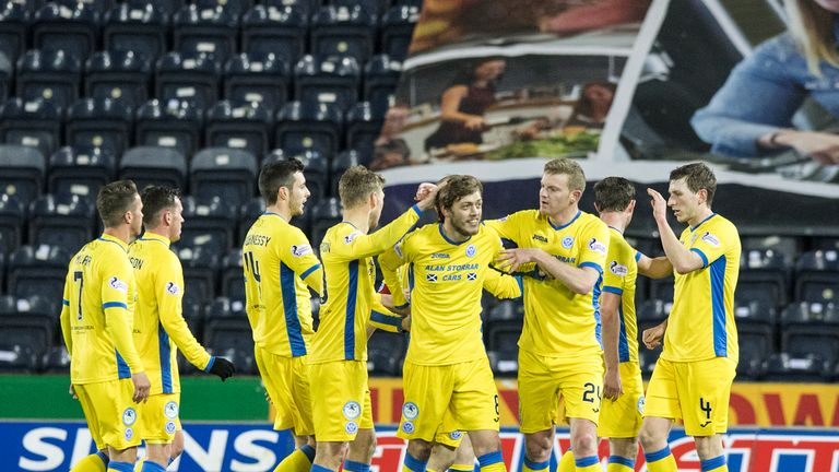 Murray Davidson celebrates after putting St Johnstone in front