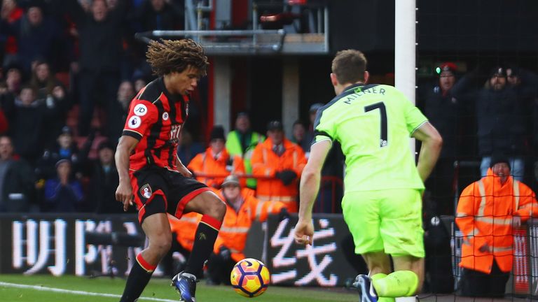 Nathan Ake scores Bournemouth's winner against Liverpool