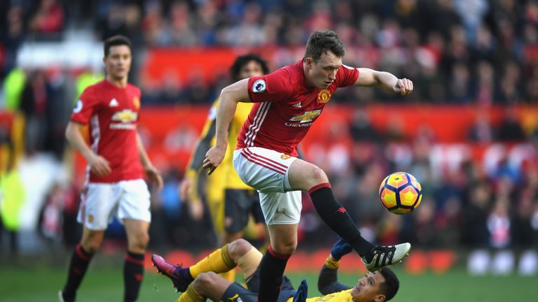 Phil Jones in action during Manchester United's 1-1 draw with Arsenal