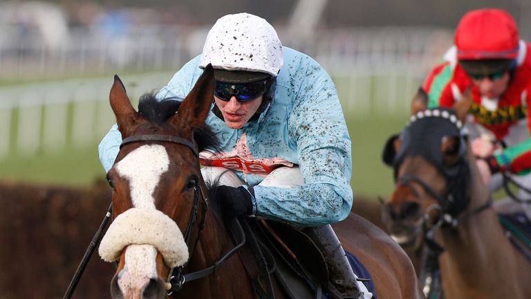 CHEPSTOW, WALES - DECEMBER 27:  Adam Wedge riding Pobbles Bay clear the last to win The Coral.co.uk Money Back If Your Horse Falls Novices' Limited Handica