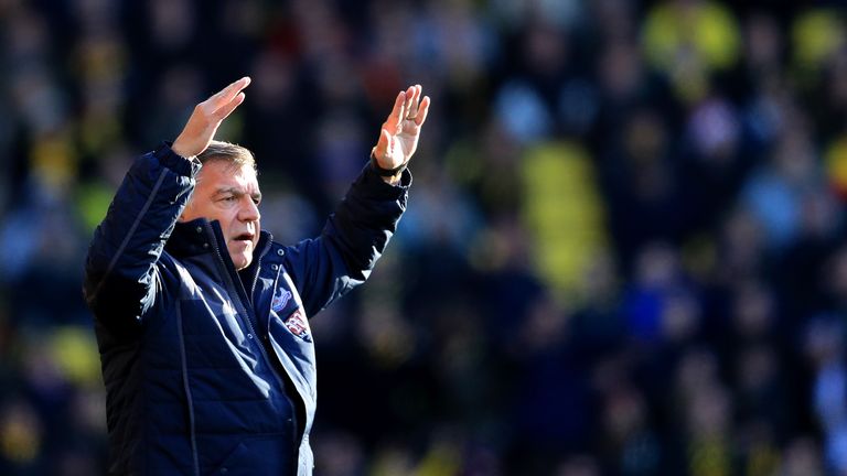 Sam Allardyce reacts during the match against Watford and