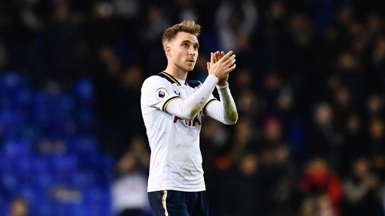 Christian Eriksen shows his appreciation to fans at the final whistle