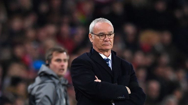 Claudio Ranieri looks on during Leicester's 2-1 loss to Sunderland