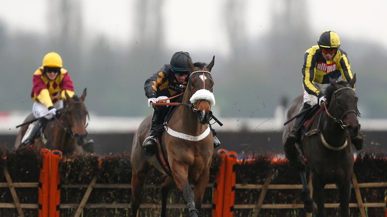 Gavin Sheehan riding Final Choice (C) to victory at Newbury