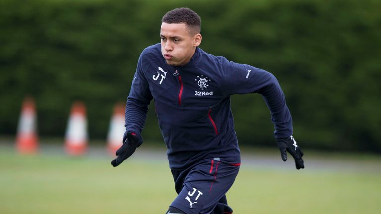 James Tavernier during a Rangers training session