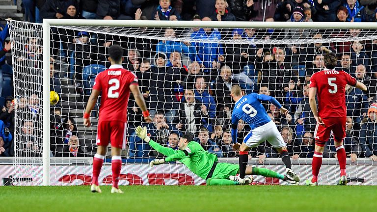 03/12/16 LADBROKES PREMIERSHIP  .  RANGERS v ABERDEEN  .  IBROX - GLASGOW  .  Rangers' Kenny Miller fires the home side in front