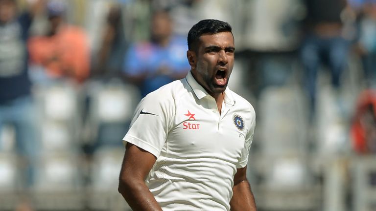 Ravichandran Ashwin celebrates after the dismissal of Joe Root (Credit: AFP)