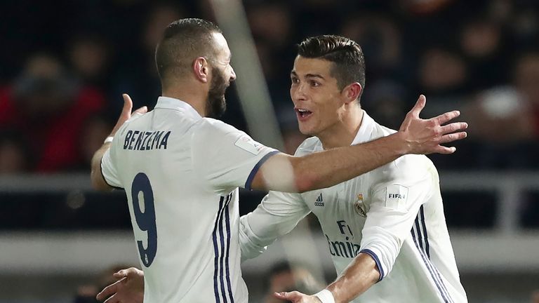 Cristiano Ronaldo celebrates scoring in extra-time with during the Club World Cup