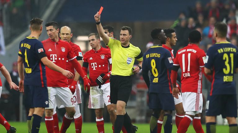during the Bundesliga match between Bayern Muenchen and RB Leipzig at Allianz Arena on December 21, 2016 in Munich, Germany.