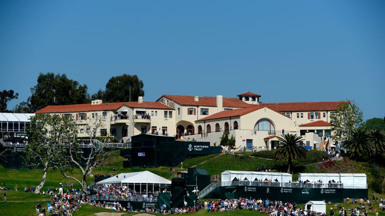 A general view of the course and the clubhouse at Riviera Country Club