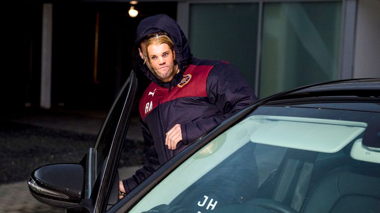 A Robbie Neilson lookalike leaves Hearts' training ground