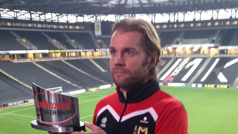 MK Dons boss Robbie Neilson receives his Scottish Premiership manager of the month award