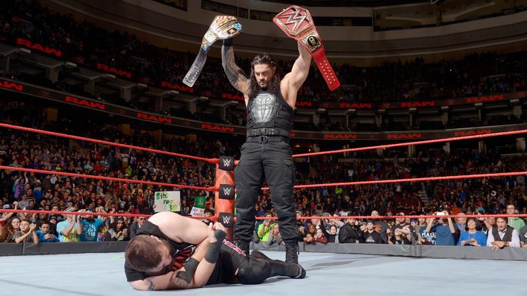 WWE Raw - Roman Reigns floors Kevin Owens
