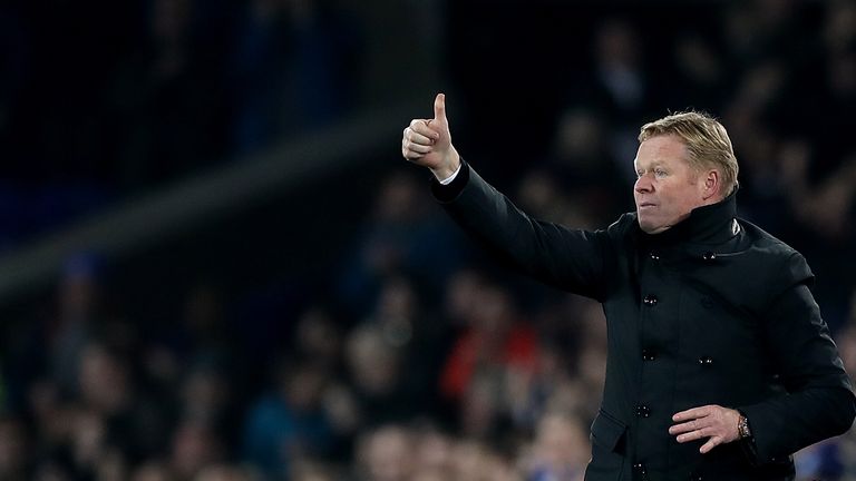 Everton manager Ronald Koeman gestures on the touchline during the Premier League match at Goodison Park, Liverpool.