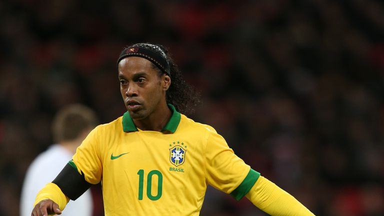 Ronaldinho of Brazil in action during the International friendly between England and Brazil at Wembley 