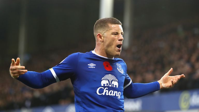 LIVERPOOL, ENGLAND - OCTOBER 30: Ross Barkley of Everton celebrates scoring his sides second goal during the Premier League match between Everton and West 