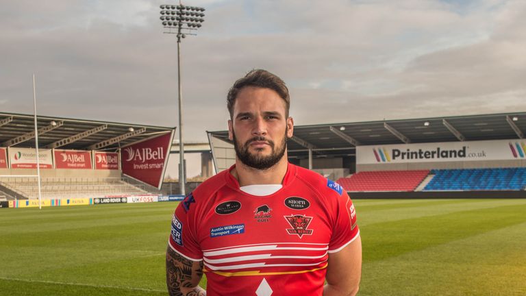 Salford's home kit for 2017, worn by George Griffin