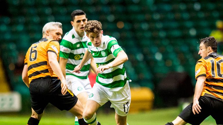 Celtic midfielder Ryan Christie (17) in action against Alloa in the League Cup
