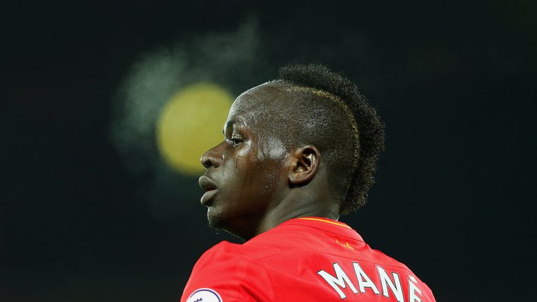 Sadio Mane in action during the Premier League match against Stoke at Anfield