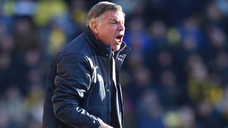 Sam Allardyce shouts from the touchline at Vicarage Road