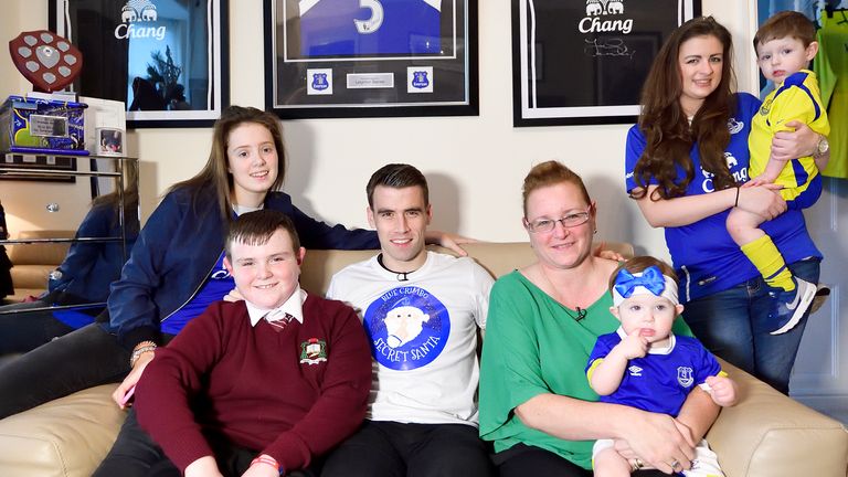 Seamus Coleman paid a surprise visit to deliver Christmas presents to young Everton fan