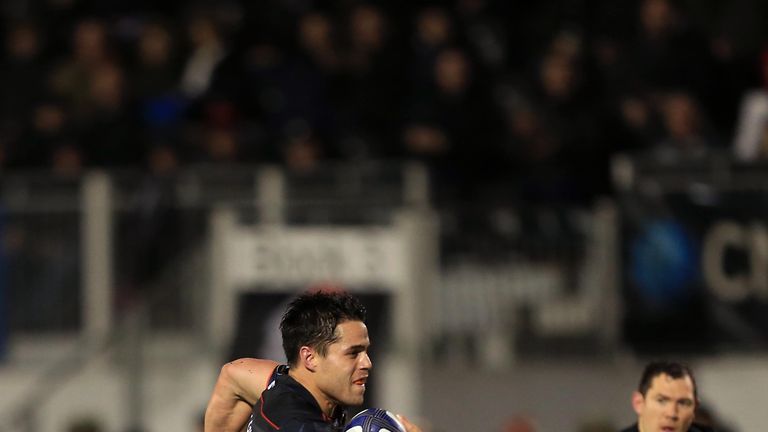  Sean Maitland of Saracens scores a try during the European Rugby Champions Cup match between Saracens and Sale Sharks 