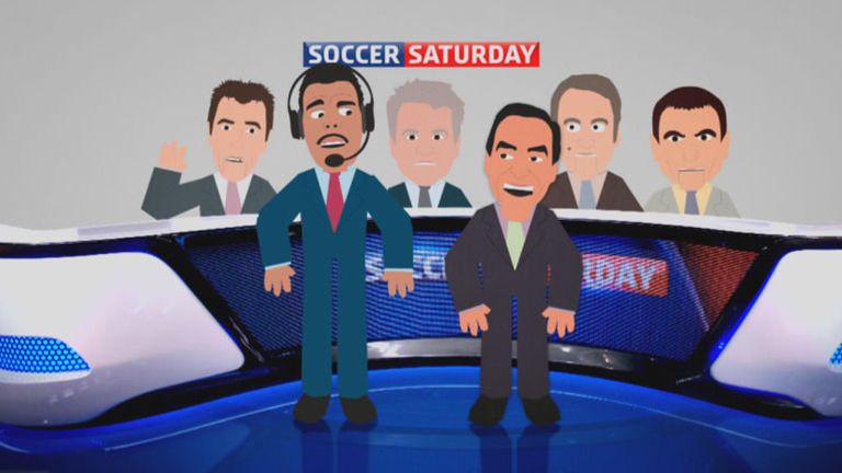 Cartoon of Sky Sports Soccer Saturday pundits