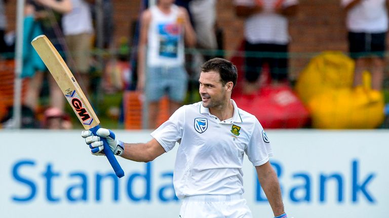 Stephen Cook celebrates his century during day 3 of the 1st Test match between South Africa and Sri Lanka