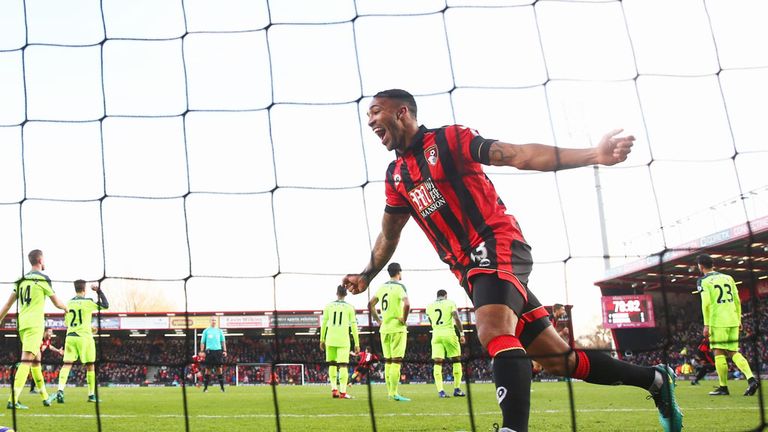 Bournemouth's Steve Cook celebrates after levelling the match at 3-3 against Liverpool