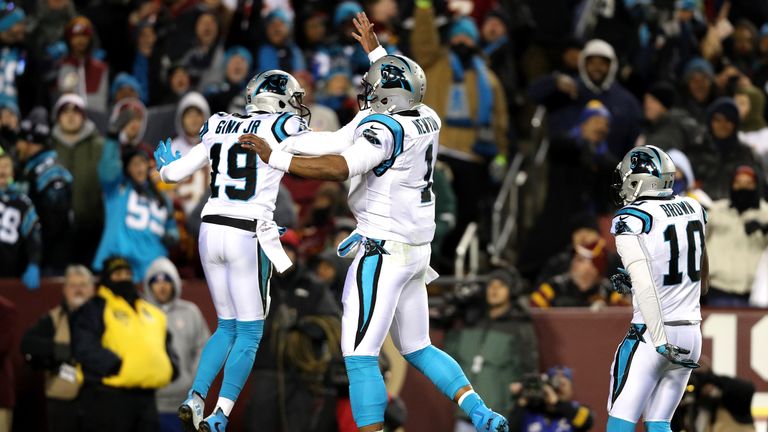 Wide receiver Ted Ginn found space in the end zone, catching the 30-yard pass to give Carolina a 10-3 lead