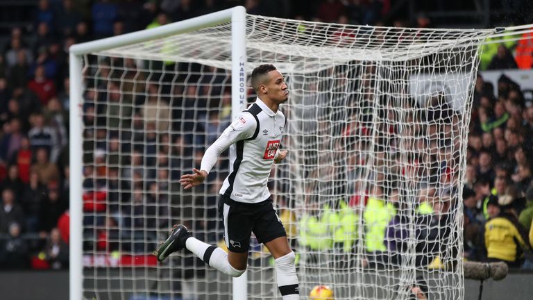 Derby County's Thomas Ince celebrates 
