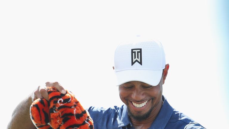 Tiger Woods was all smiles after carding a flawless 65 in the second round
