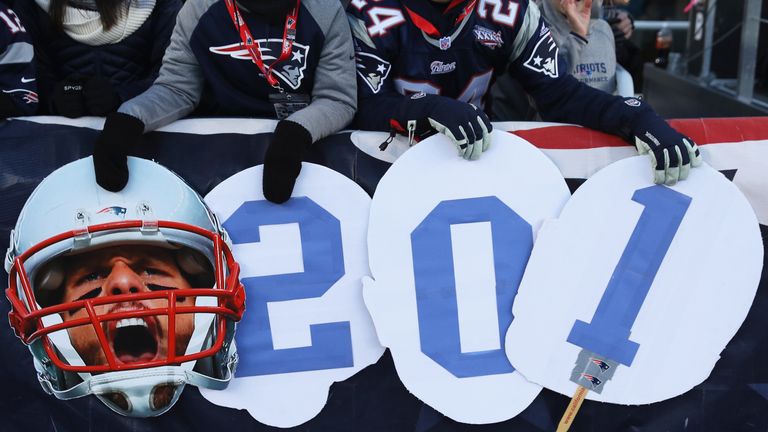 Patriots fans show their support for their record-setting quarterback