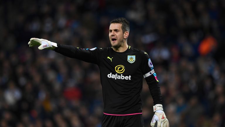 Burnley goalkeeper Tom Heaton in action during the Premier League match between West Bromwich Albion and Burnley