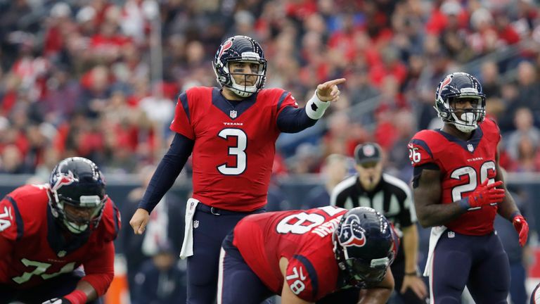 HOUSTON, TX - DECEMBER 18:  Tom Savage #3 of the Houston Texans signals at the line of scrimmage in the fourth quarter at NRG Stadium on December 18, 2016 