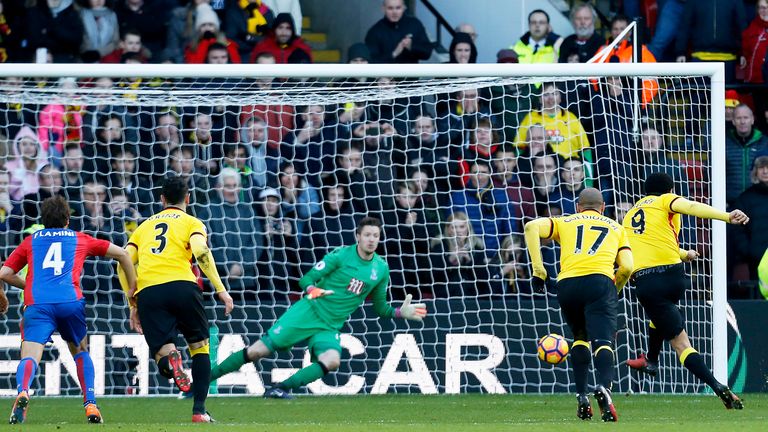 Troy Deeney equalises for Watford from the penalty spot