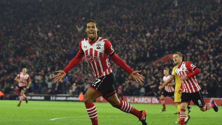 Virgil van Dijk celebrates giving Southampton the lead