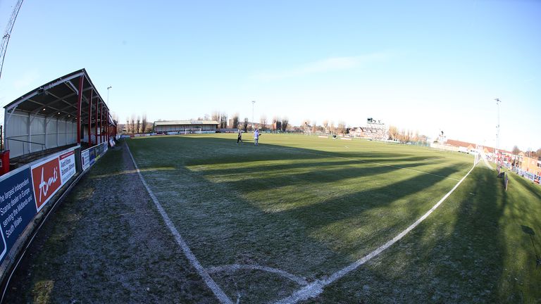 The frozen pitch at the War Memorial Ground