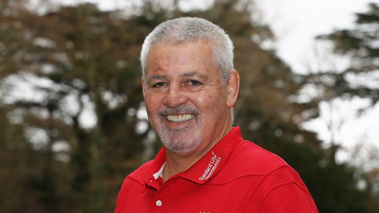 Head coach Warren Gatland poses during the 2017 British and Irish Lions coaching team announcement