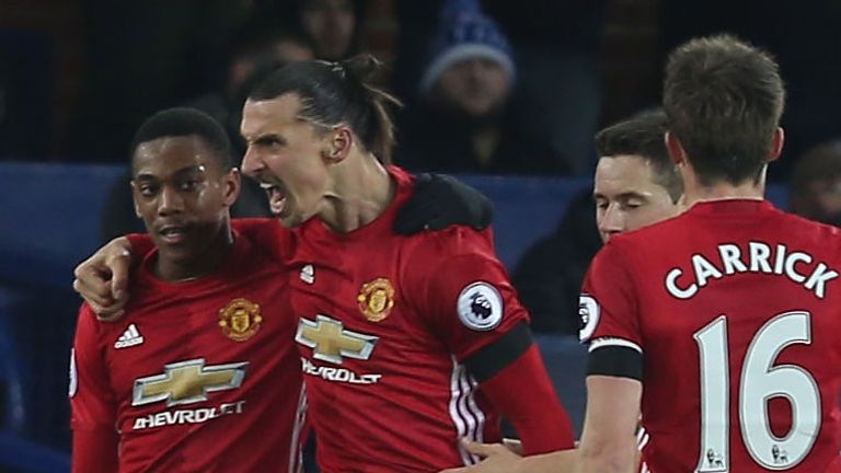 during the Premier League match between Everton and Manchester United at Goodison Park on December 4, 2016 in Liverpool, England.