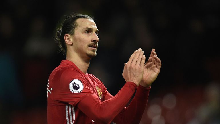 Zlatan Ibrahimovic thanks the fans after Sunday's Old Trafford win