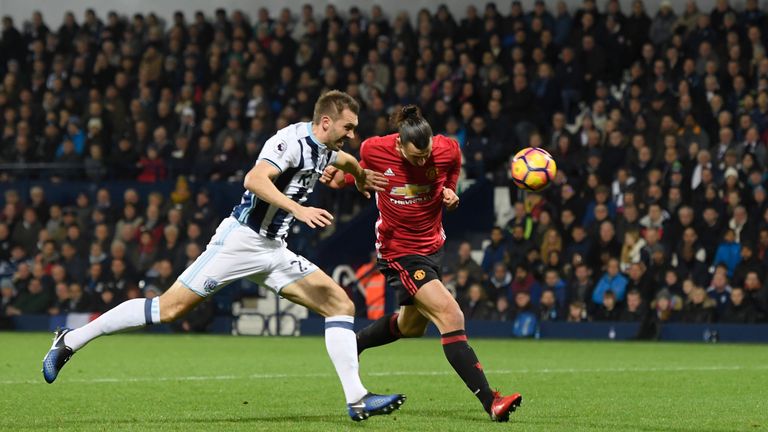 Zlatan Ibrahimovic heads Man United into the lead against West Brom