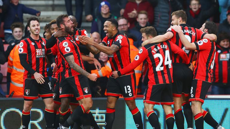 Steve Cook goal celeb, AFC Bournemouth v Liverpool, Premier League