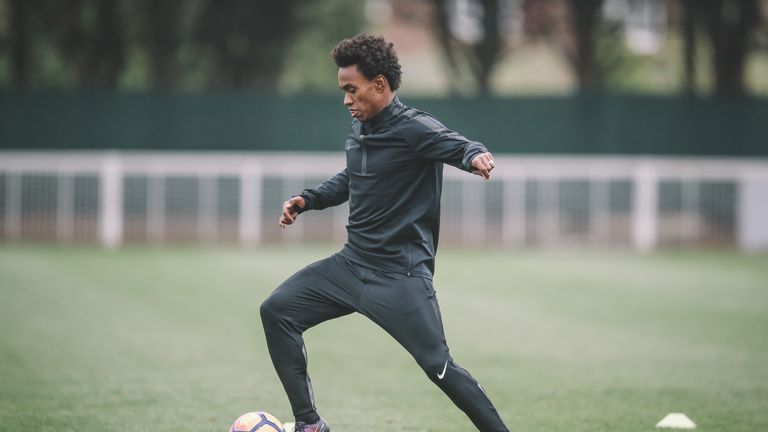 Chelsea's Willian at a Nike training shoot in Cobham