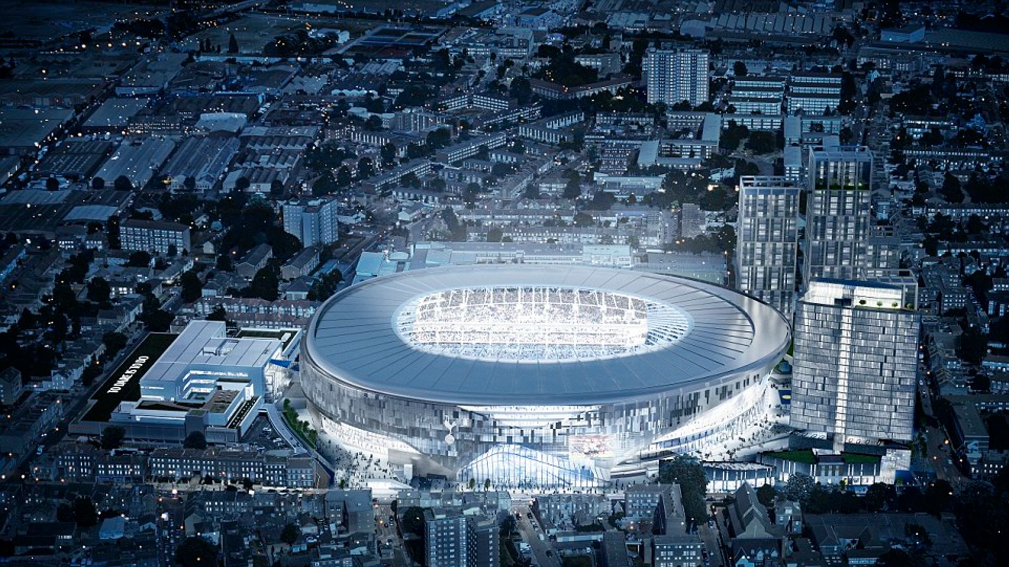 Aerial view of Millwall Football Clubs training ground, Looking