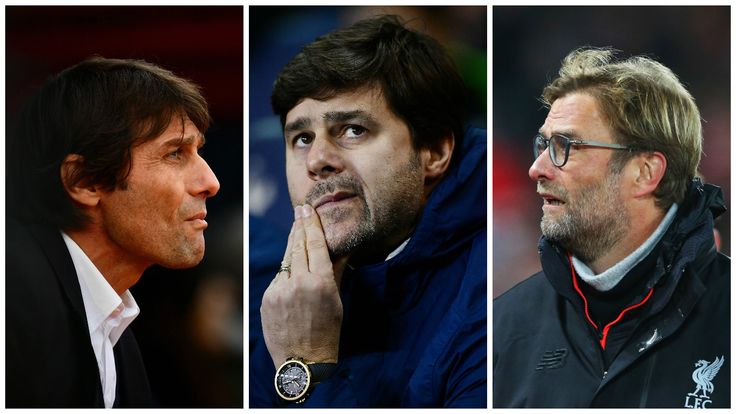 Premier League managers Antonio Conte, Mauricio Pochettino and Jurgen Klopp