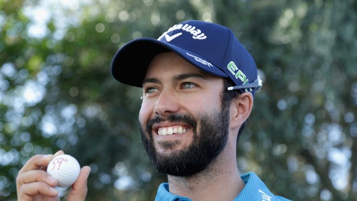 LA QUINTA, CA - JANUARY 21:  Adam Hadwin of Canada poses with his ball after shooting a 59 during the third round of the CareerBuilder Challenge in Partner