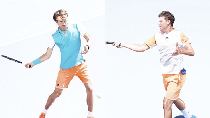 Alex Zverev (l) and Dominic Thiem in their 2017 Australian Open kits by adidas