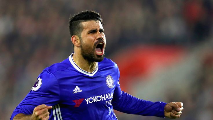 Diego Costa celebrates scoring Chelsea's second goal during the Premier League match against Southampton