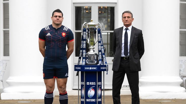 LONDON, ENGLAND - JANUARY 25:  Guilhem Guirado, Captain of France (L) and Guy Noves, Head Coach of France (R) pose with The Six Nations Trophy 2017